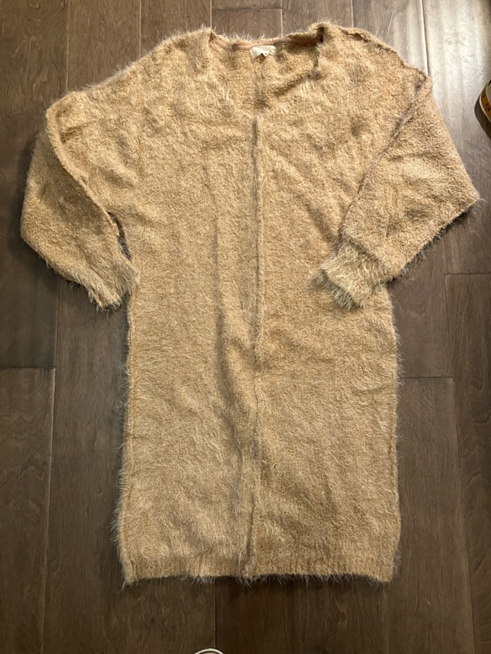 Promesa Fuzzy V-neck sweater dress in Camel